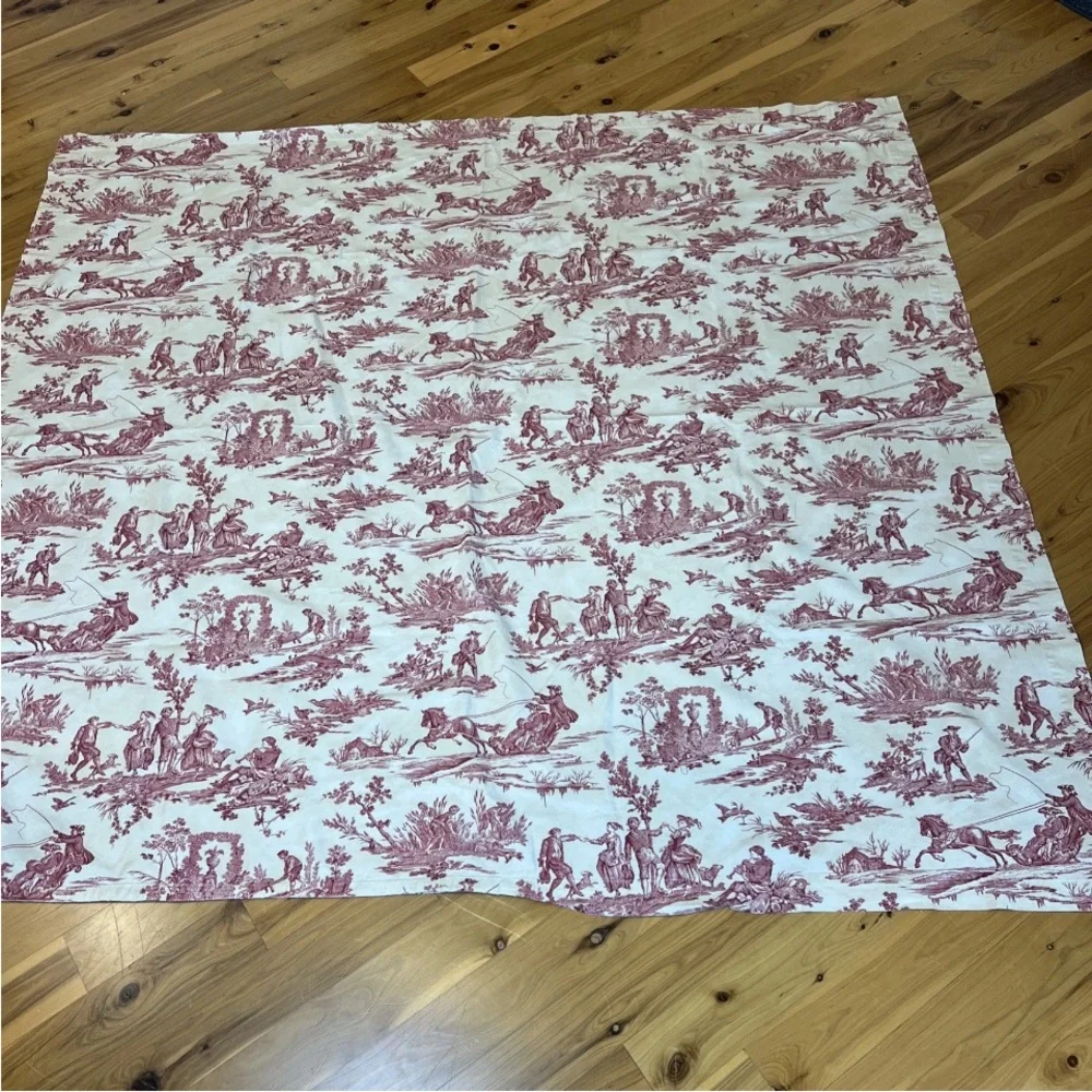 Williams Sonoma Red Toile Cotton Tablecloth